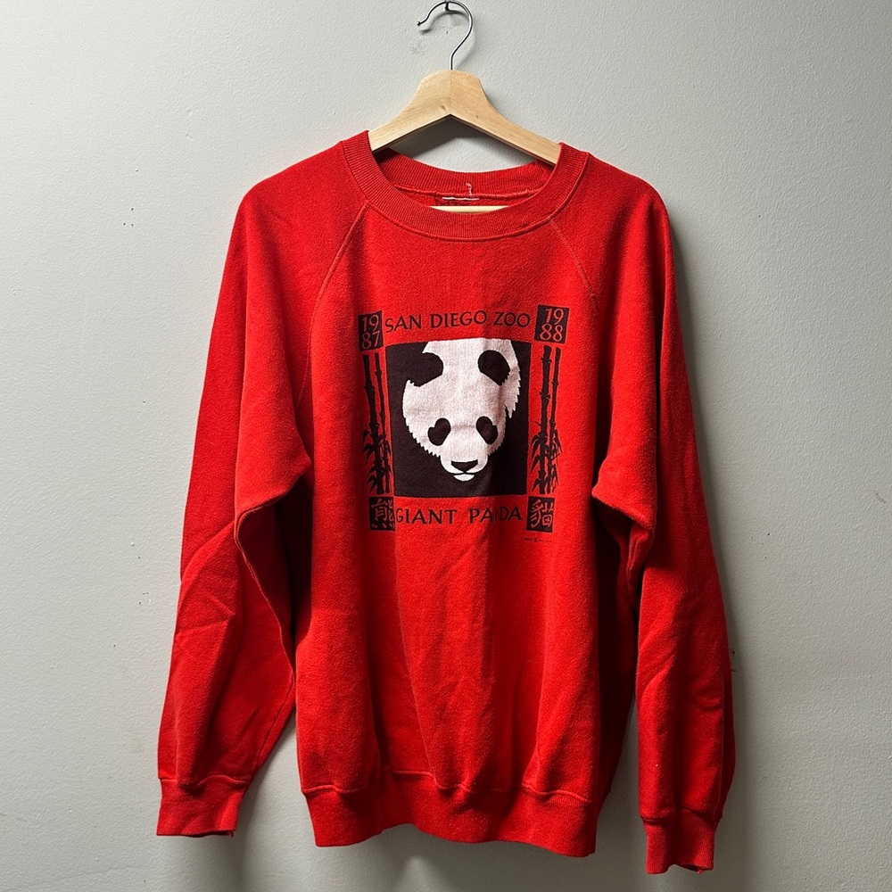 Vintage 90's San Diego Zoo Panda Men’s L Red Vintage Sweatshirt